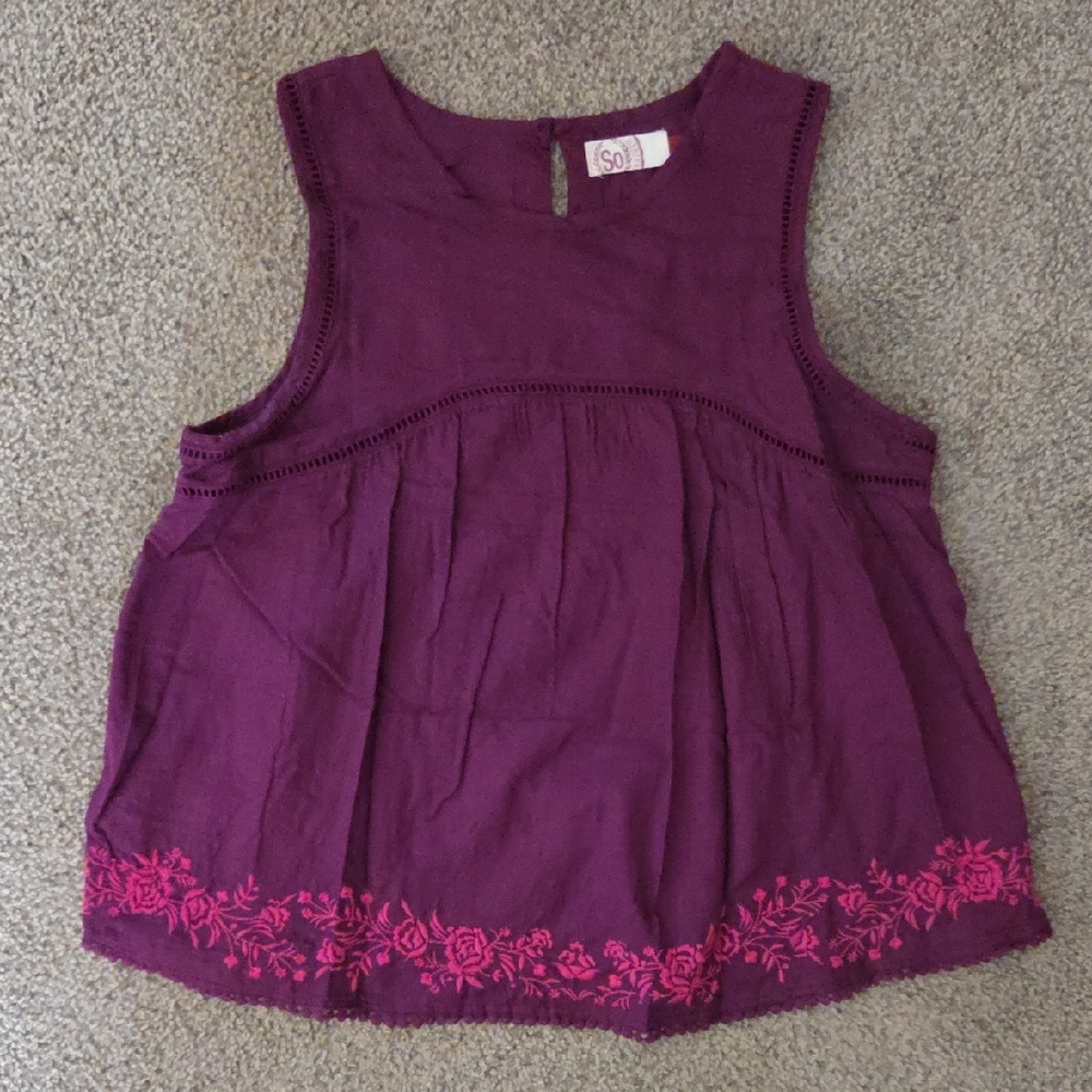 SO Purple Top with Pink Embroidery